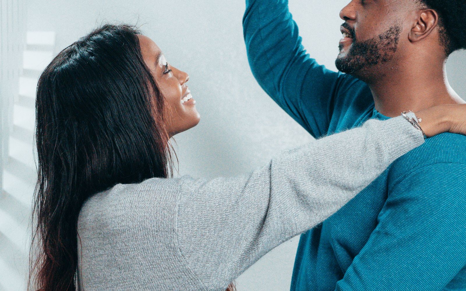 A couple celebrating a home move together